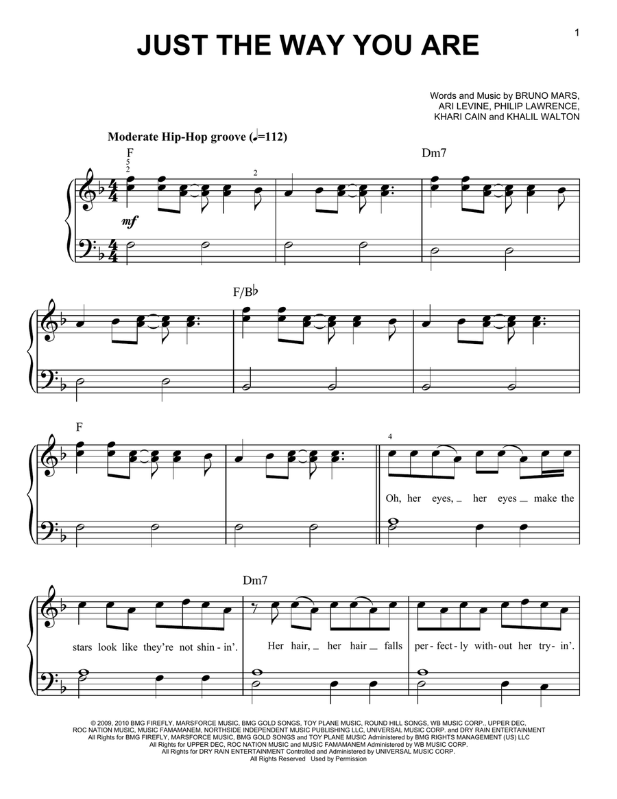 Just The Way You Are Easy Piano scores gallery preview page 1