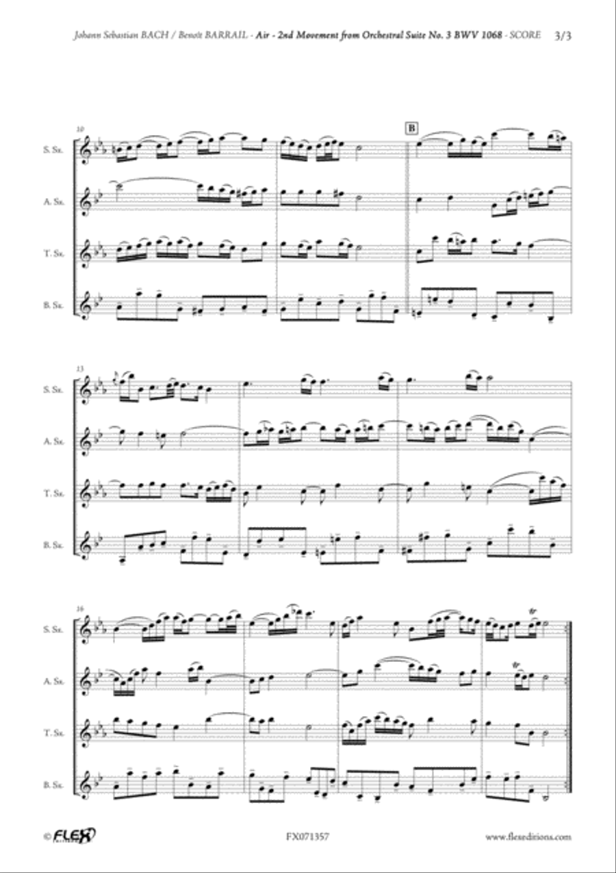 Air - 2nd Movement from Orchestral Suite No. 3 BWV 1068 Baritone Saxophone scores gallery preview page 3