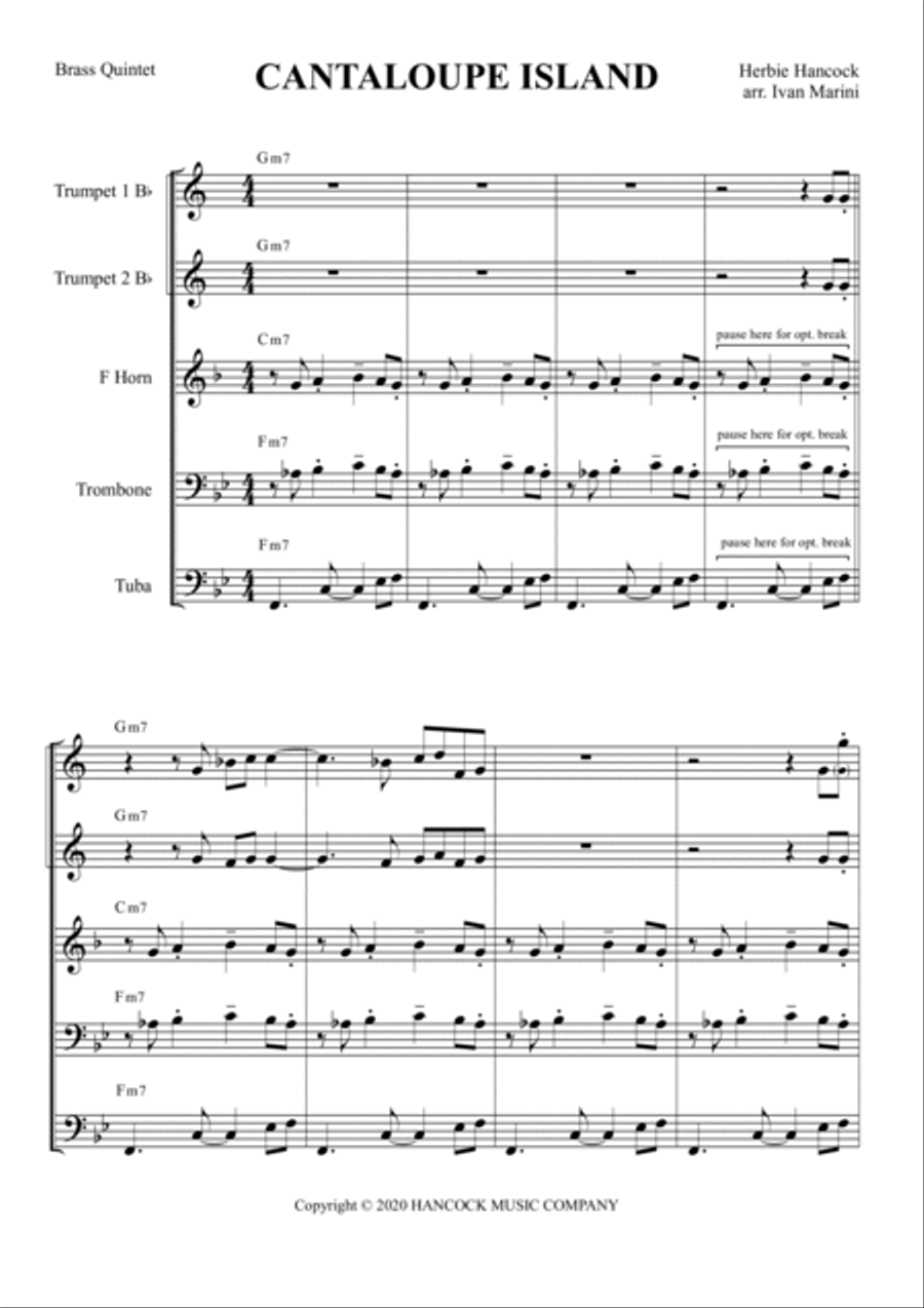 Cantaloupe Island Brass Ensemble scores gallery preview page 2