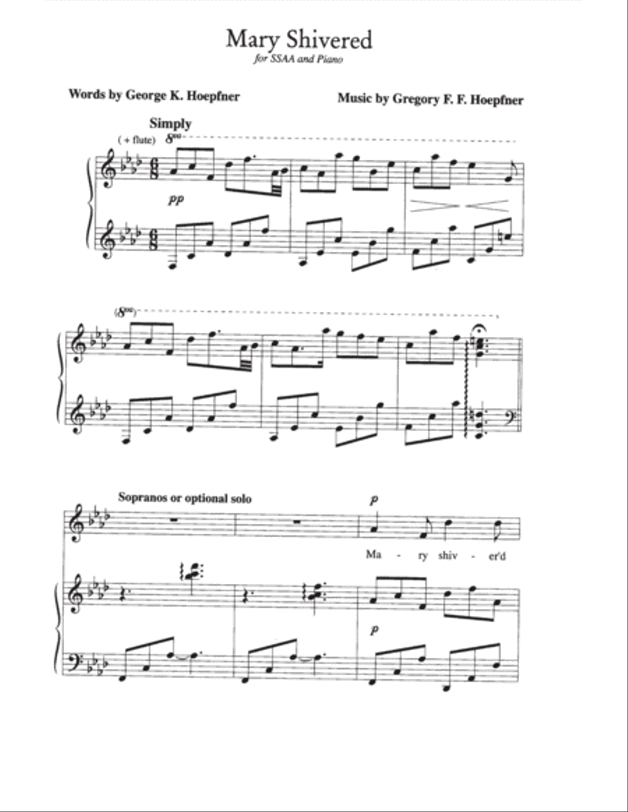 Mary Shivered Mary Shivered SSAA scores gallery preview page 1