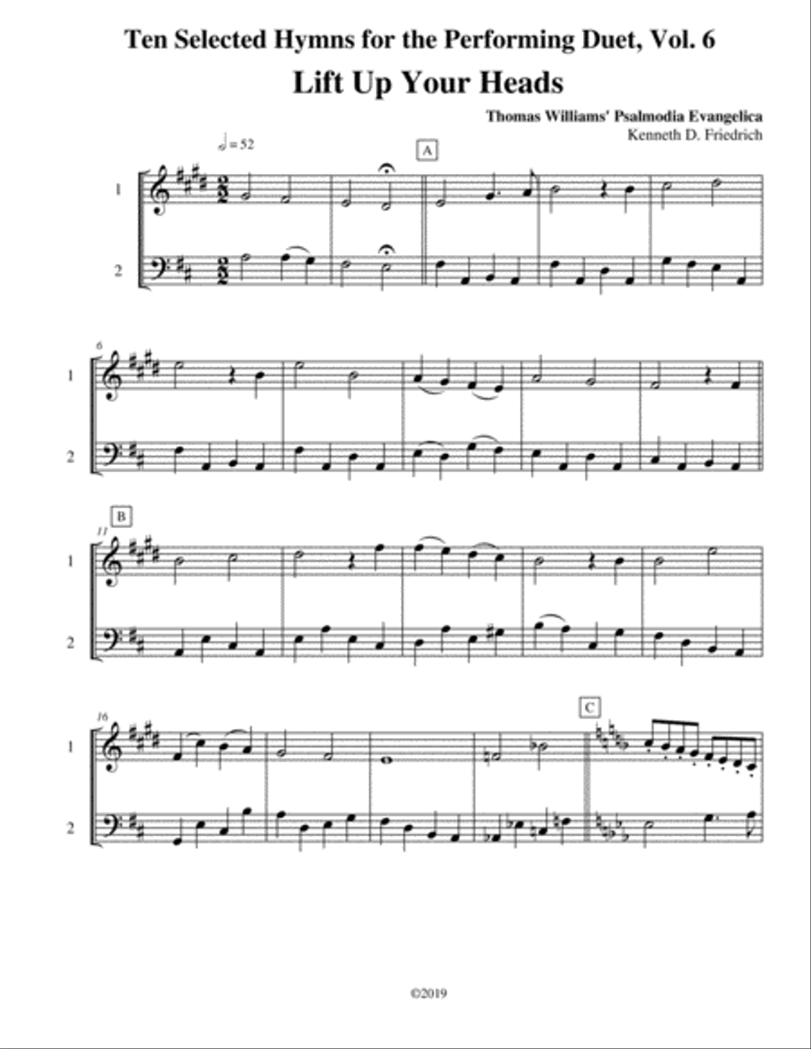 Ten Selected Hymns for the Performing Duet, Vol. 6 - trumpet and trombone (euphonium) Brass Duet scores gallery preview page 1