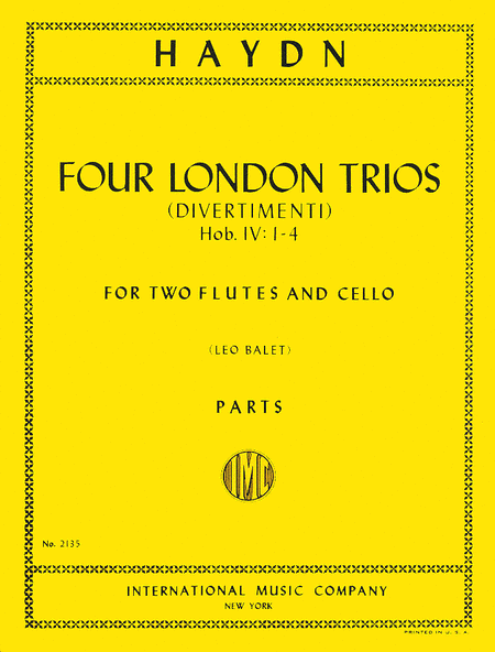 Four London Trios (Divermenti), Hob. IV: Nos. 1-4 for 2 Flutes and Cello