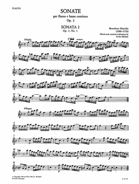 12 Sonatas for Flute and Basso Continuo, Op. 2 – Volume 1