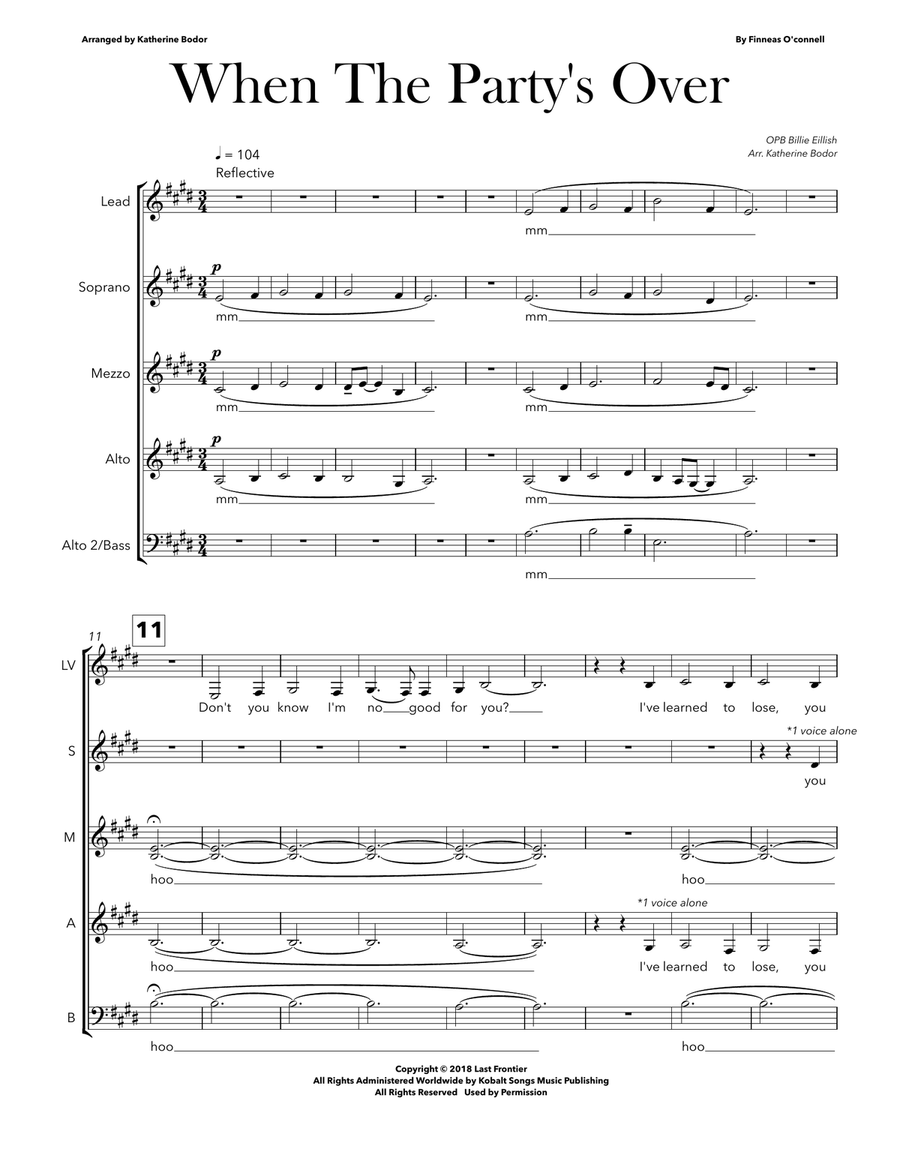 When The Party's Over When The Party's Over SSAA scores gallery preview page 1