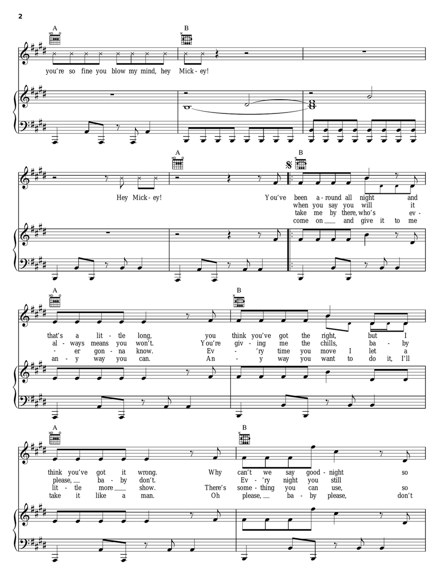 Mickey Mickey Piano, Vocal, Guitar scores gallery preview page 2