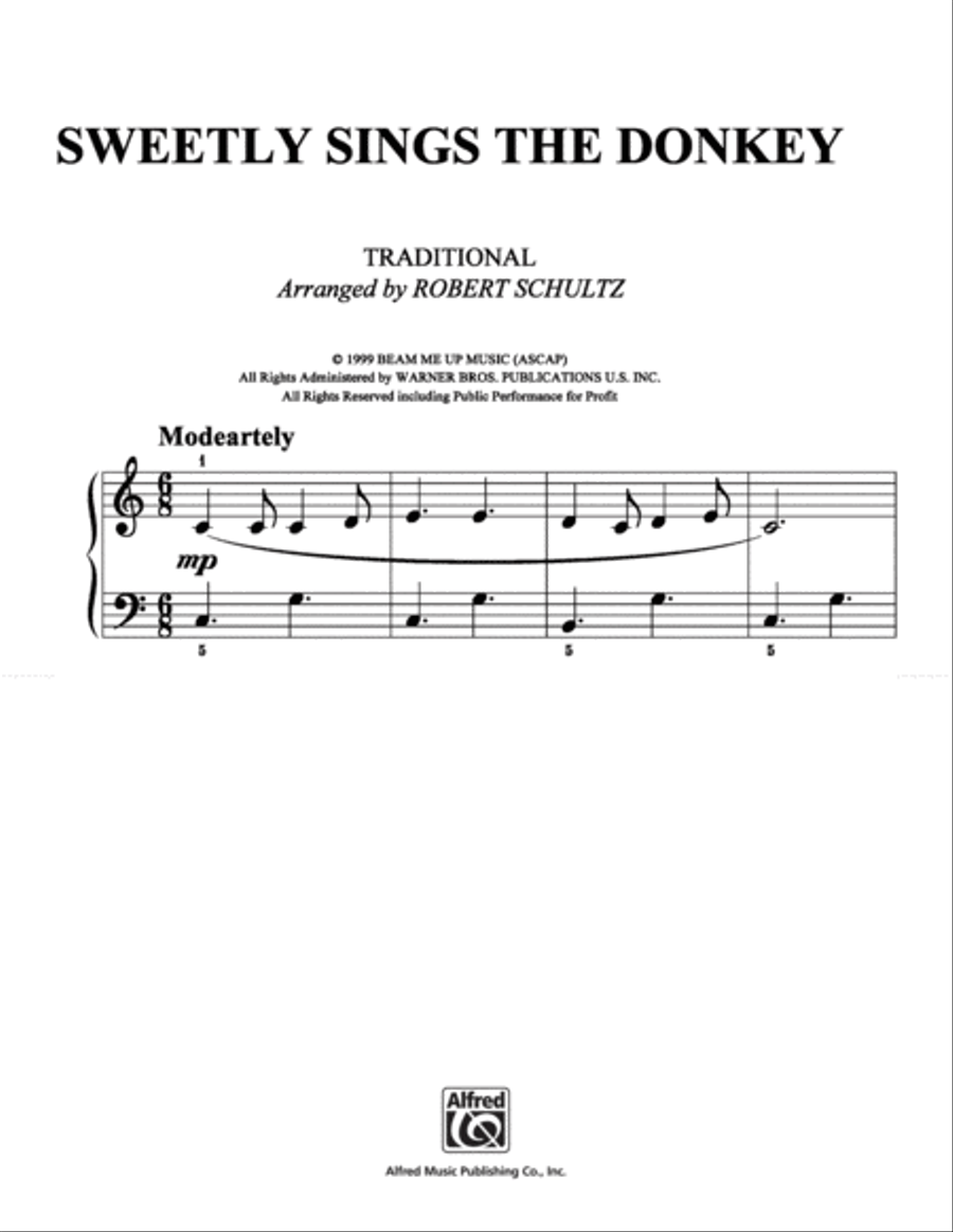 Sweetly Sings the Donkey Sweetly Sings the Donkey Easy Piano scores gallery preview page 1