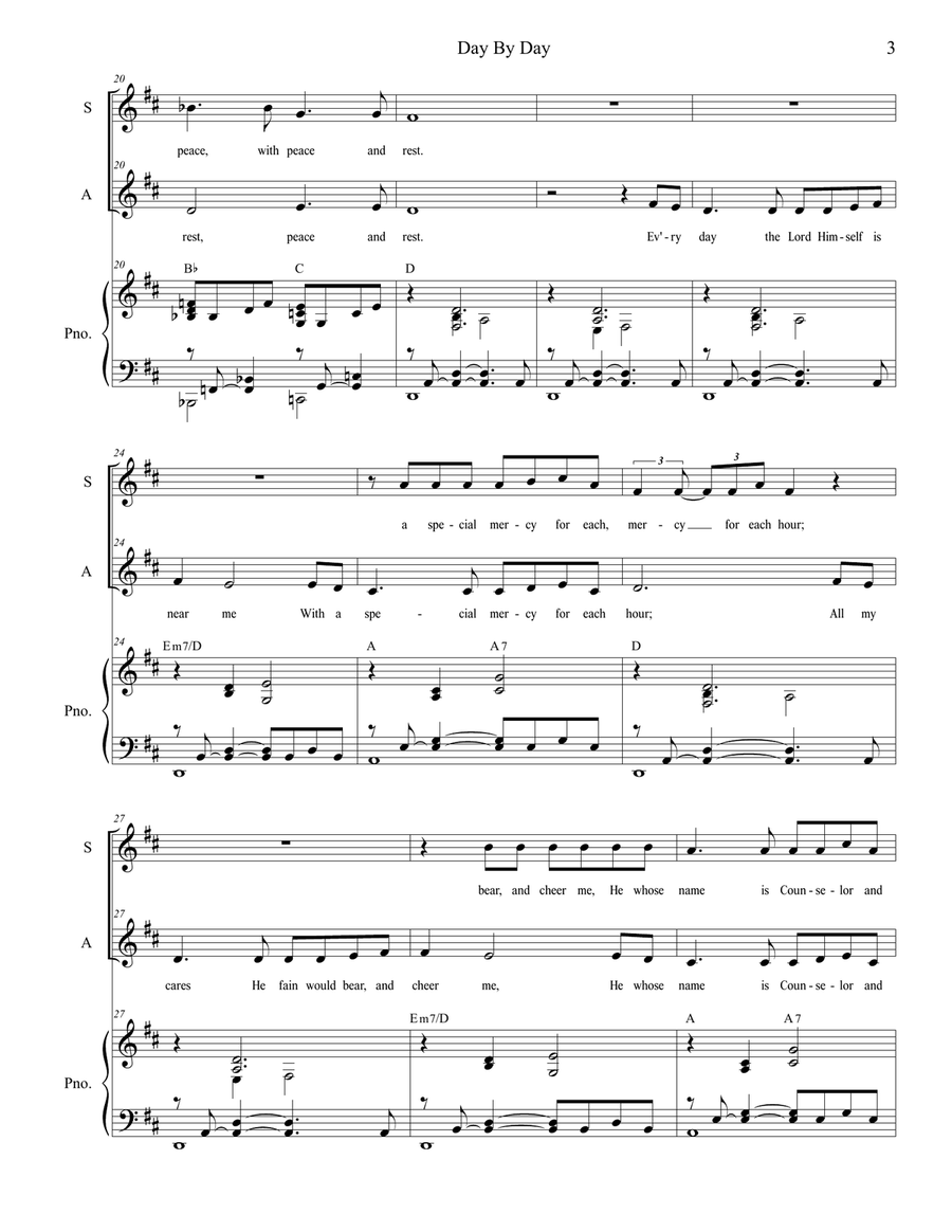 Day By Day (Duet for Soprano and Alto solo) Alto Voice scores gallery preview page 3