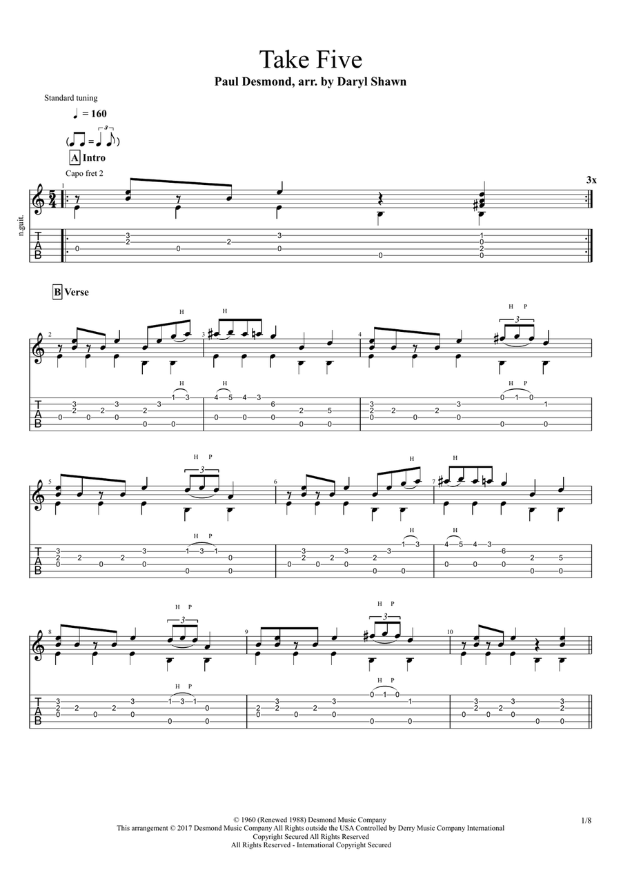 Take Five Electric Guitar scores gallery preview page 1