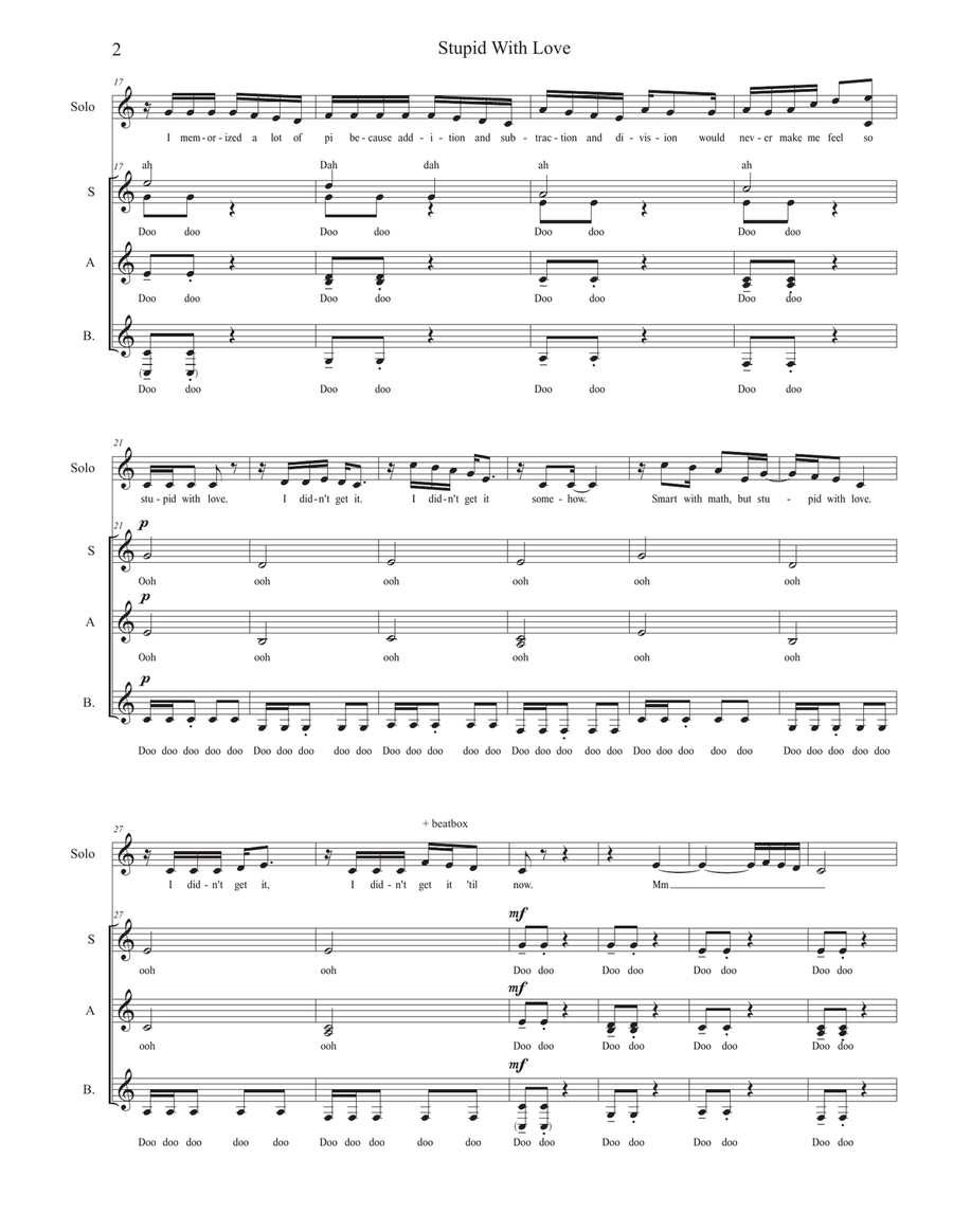 Stupid With Love A Cappella scores gallery preview page 2