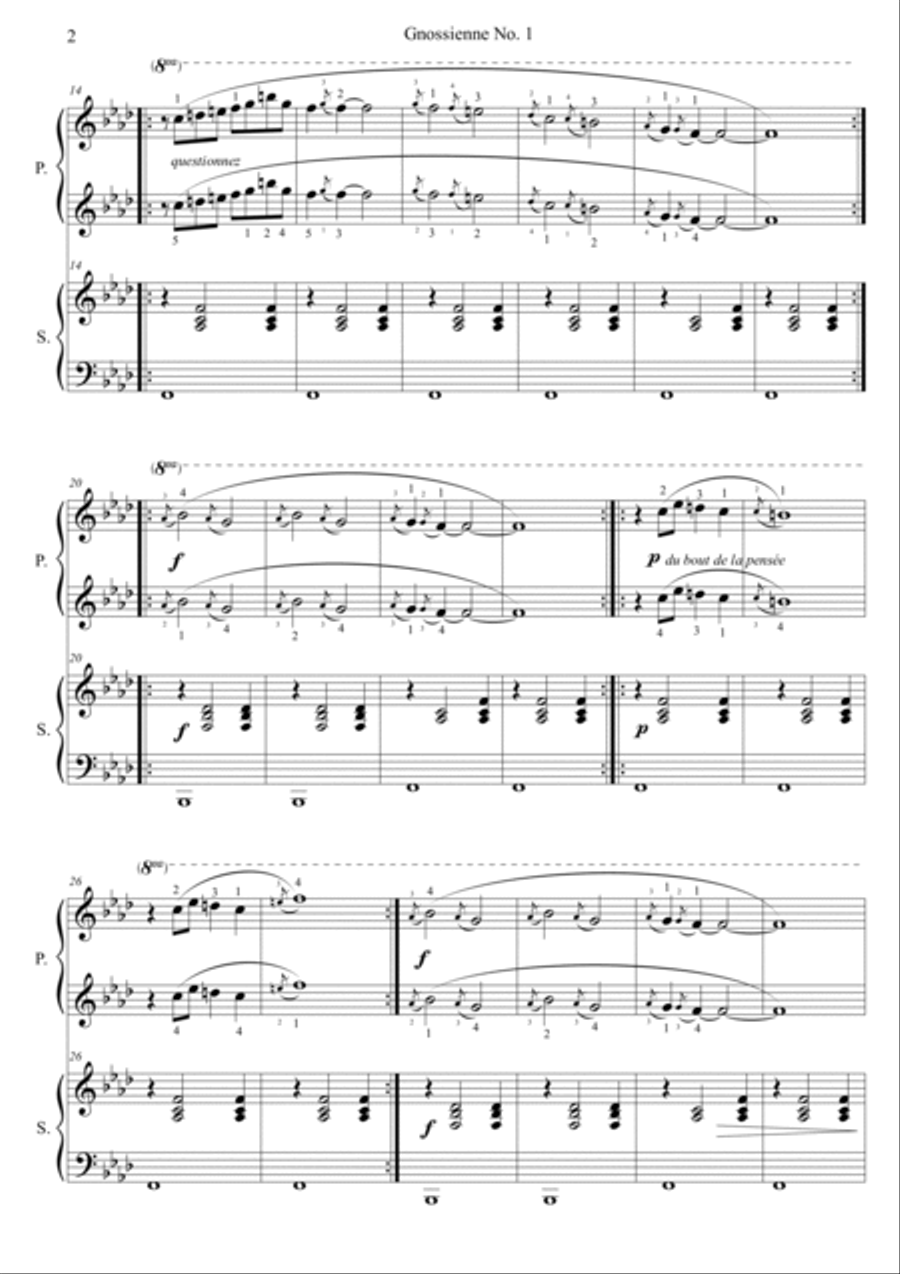 Erik Satie - Gnossienne No. 1 (for piano 4 hands) 1 Piano, 4-Hands scores gallery preview page 2