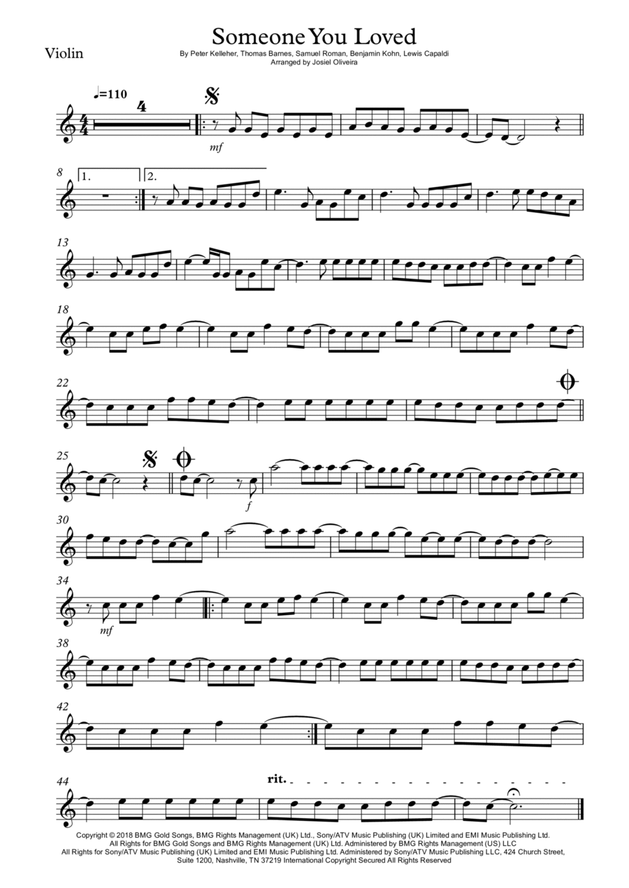 Someone You Loved Violin Solo scores gallery preview page 1