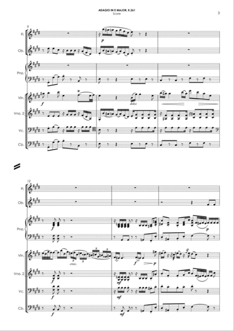Adagio in E Major, K.261 Small Ensemble scores gallery preview page 5