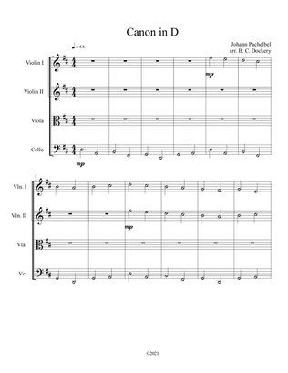 Canon in D for String Quartet