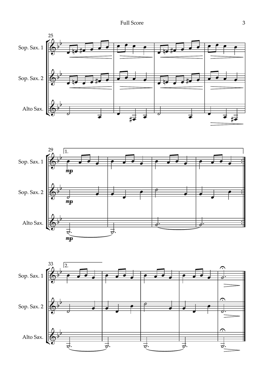 Carol of the Bells (Christmas Song) for Saxophone Trio Woodwind Trio scores gallery preview page 3