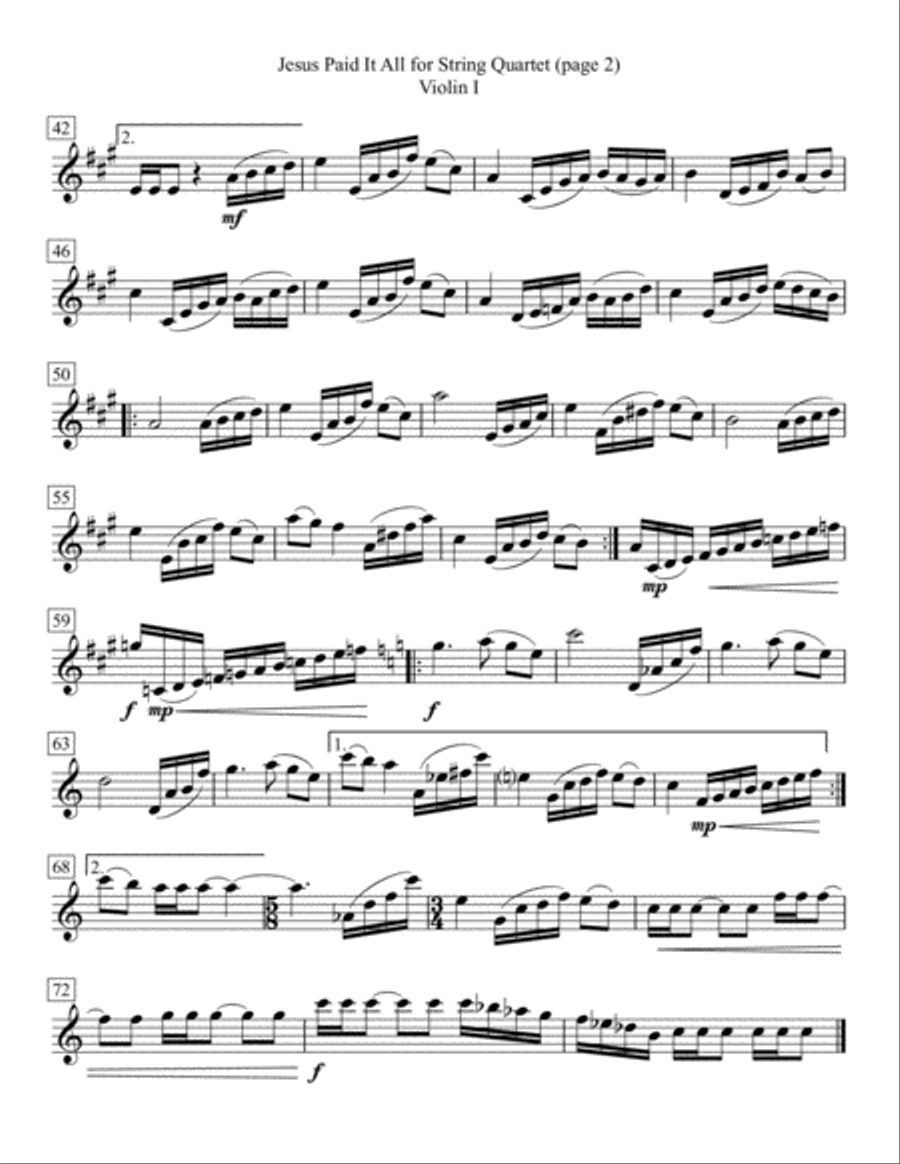 Jesus Paid It All for String Quartet String Quartet scores gallery preview page 2