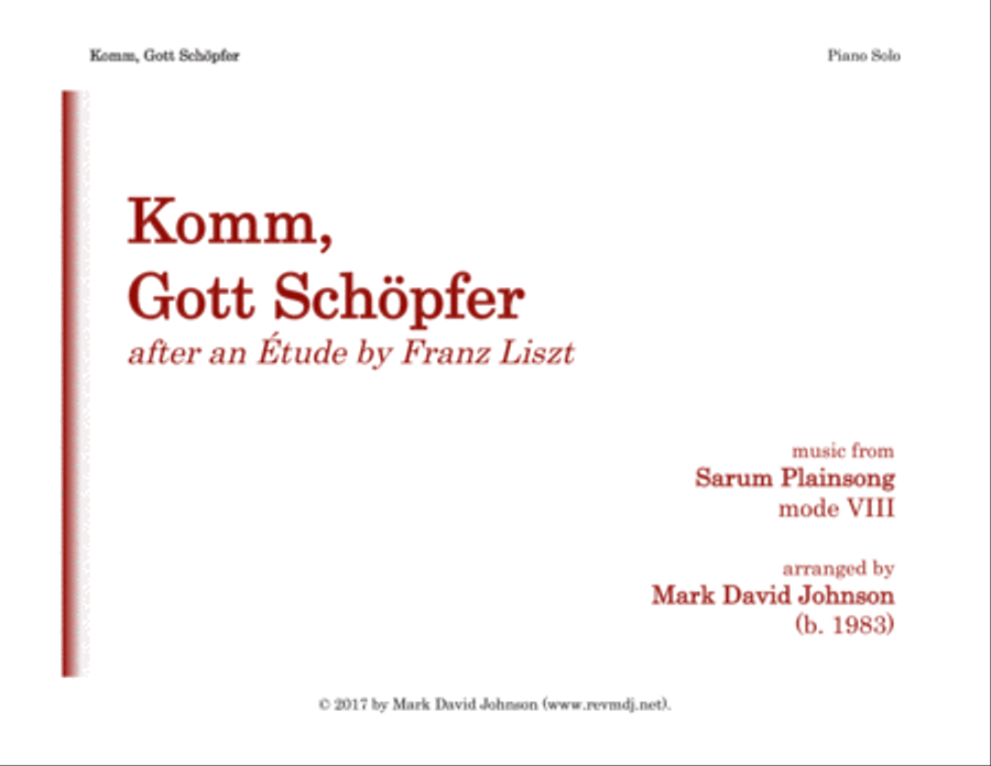 Komm, Gott Schöpfer Piano Solo scores gallery preview page 1