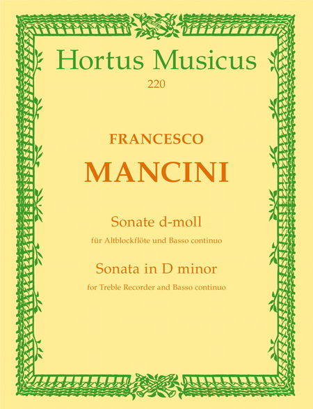 Sonate fur Altblockflote und Basso continuo