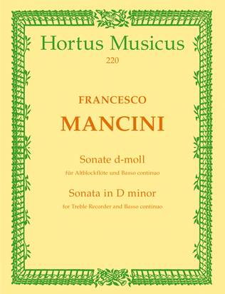 Book cover for Sonate for Treble Recorder and Basso continuo d minor