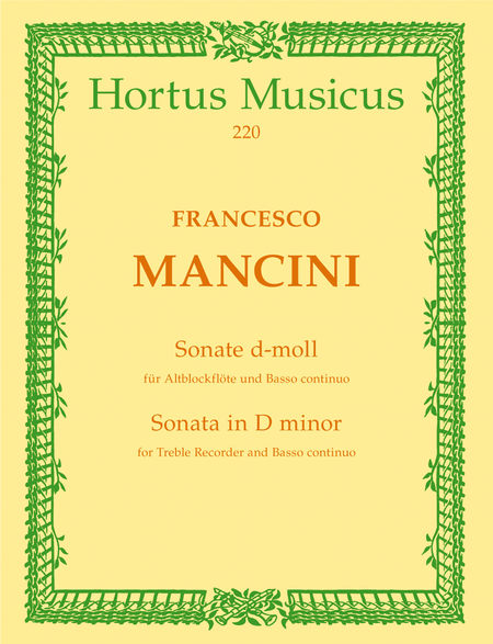 Sonate for Treble Recorder and Basso continuo d minor