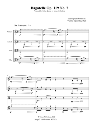 Beethoven: Bagatelle Op. 119 No. 7 for String Quartet