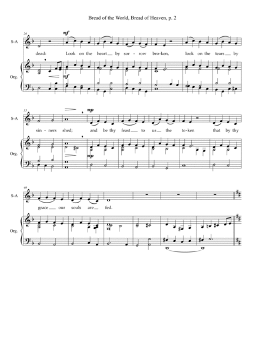 Bread of the World, Bread of Heaven — SAB voices, organ 3-Part scores gallery preview page 3