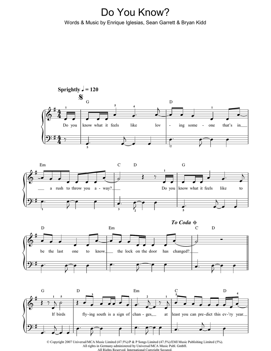 Do You Know? Do You Know? Easy Piano scores gallery preview page 1
