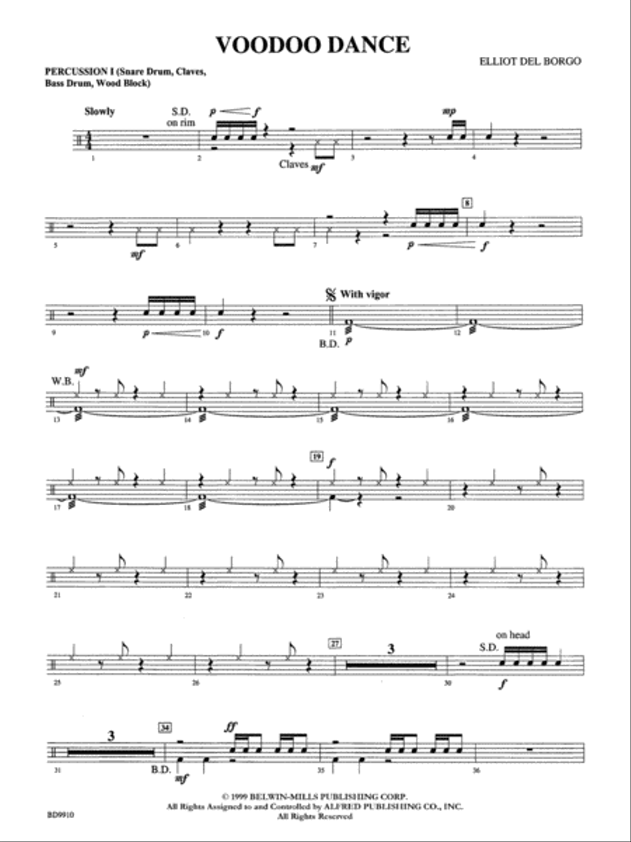 Voodoo Dance: 1st Percussion Concert Band scores gallery preview page 1