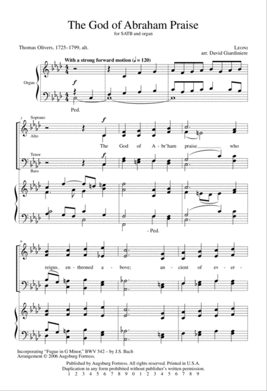 The God of Abraham Praise 4-Part scores gallery preview page 2