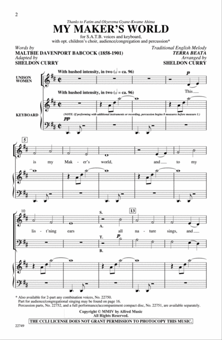 My Maker's World 4-Part scores gallery preview page 2