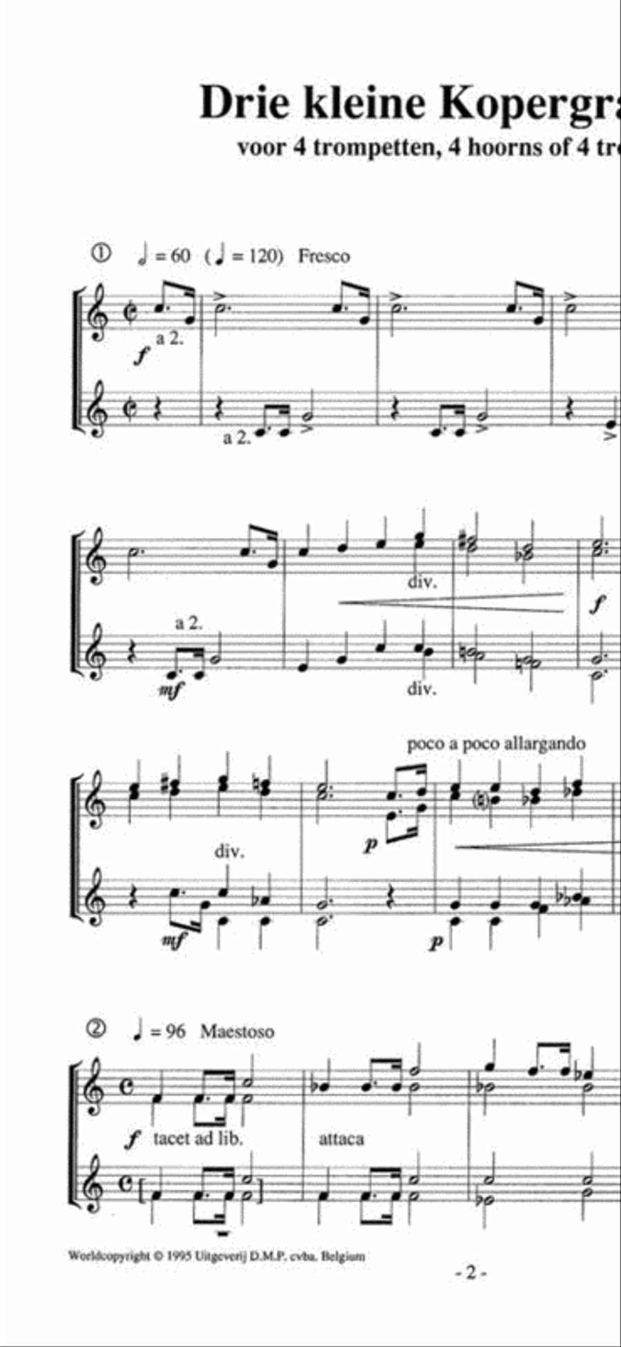 Drie Kleine Kopergravures Brass Duet scores gallery preview page 2