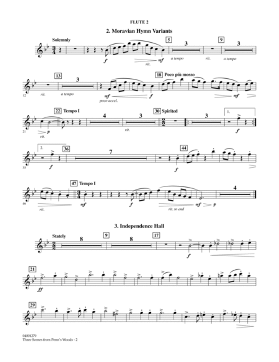 Three Scenes From Penn's Woods - Flute 2 Concert Band scores gallery preview page 2