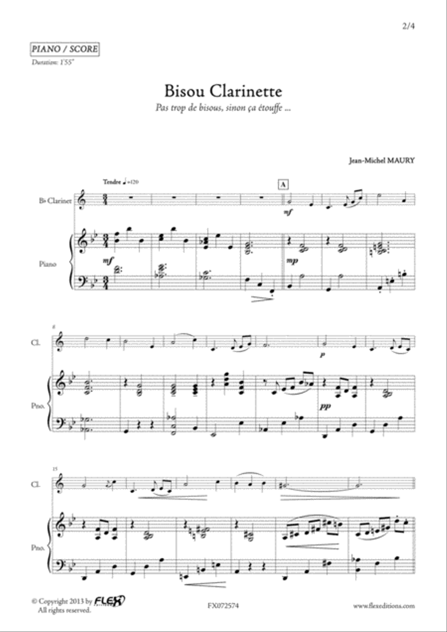 Bisou Clarinette B-Flat Clarinet scores gallery preview page 2