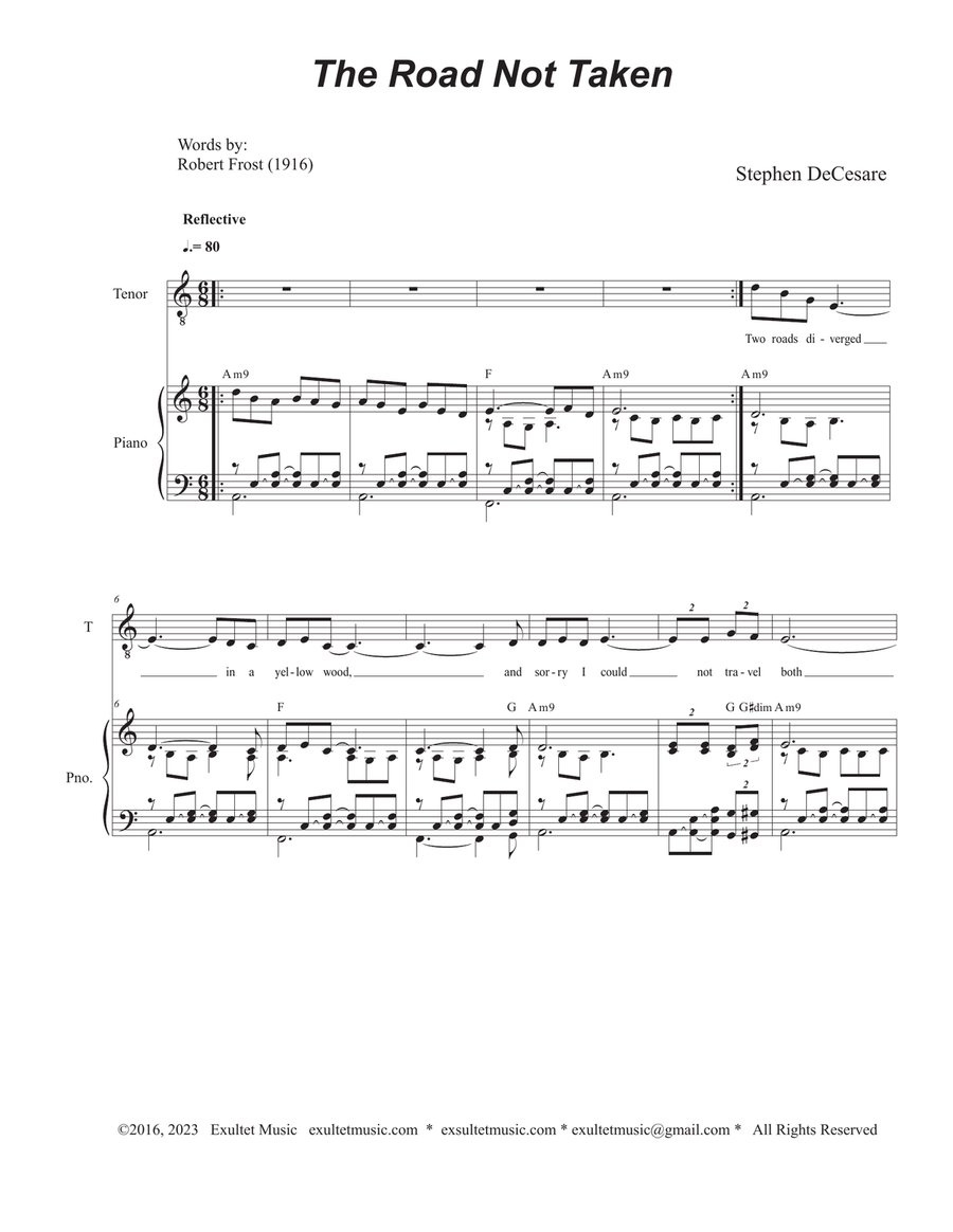 Book cover for The Road Not Taken (Duet for Soprano and Tenor solo)