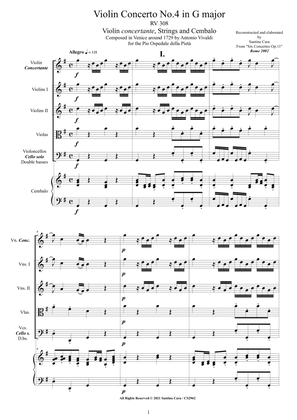 Vivaldi - Violin Concerto No.4 in G major RV 308 Op.11 for Violin, Strings and Cembalo