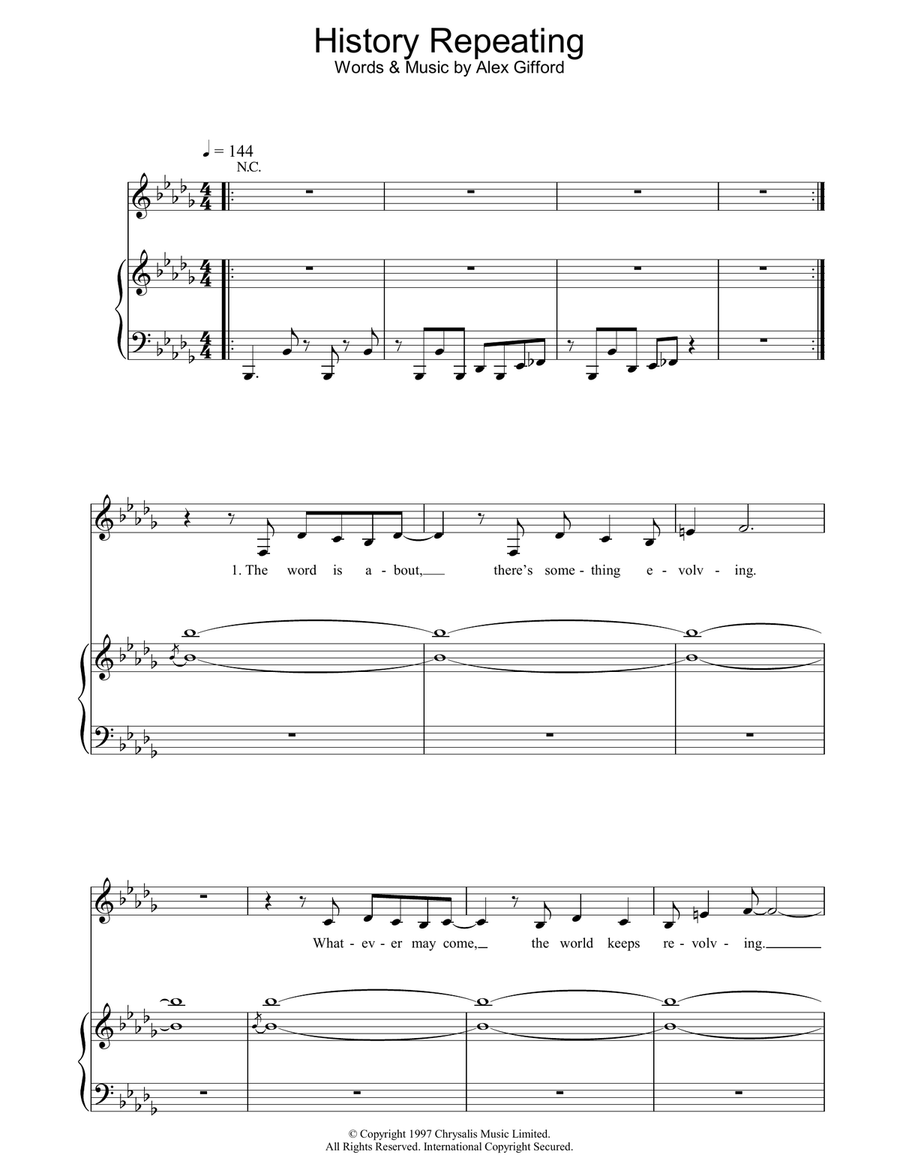 History Repeating History Repeating Piano, Vocal, Guitar scores gallery preview page 1