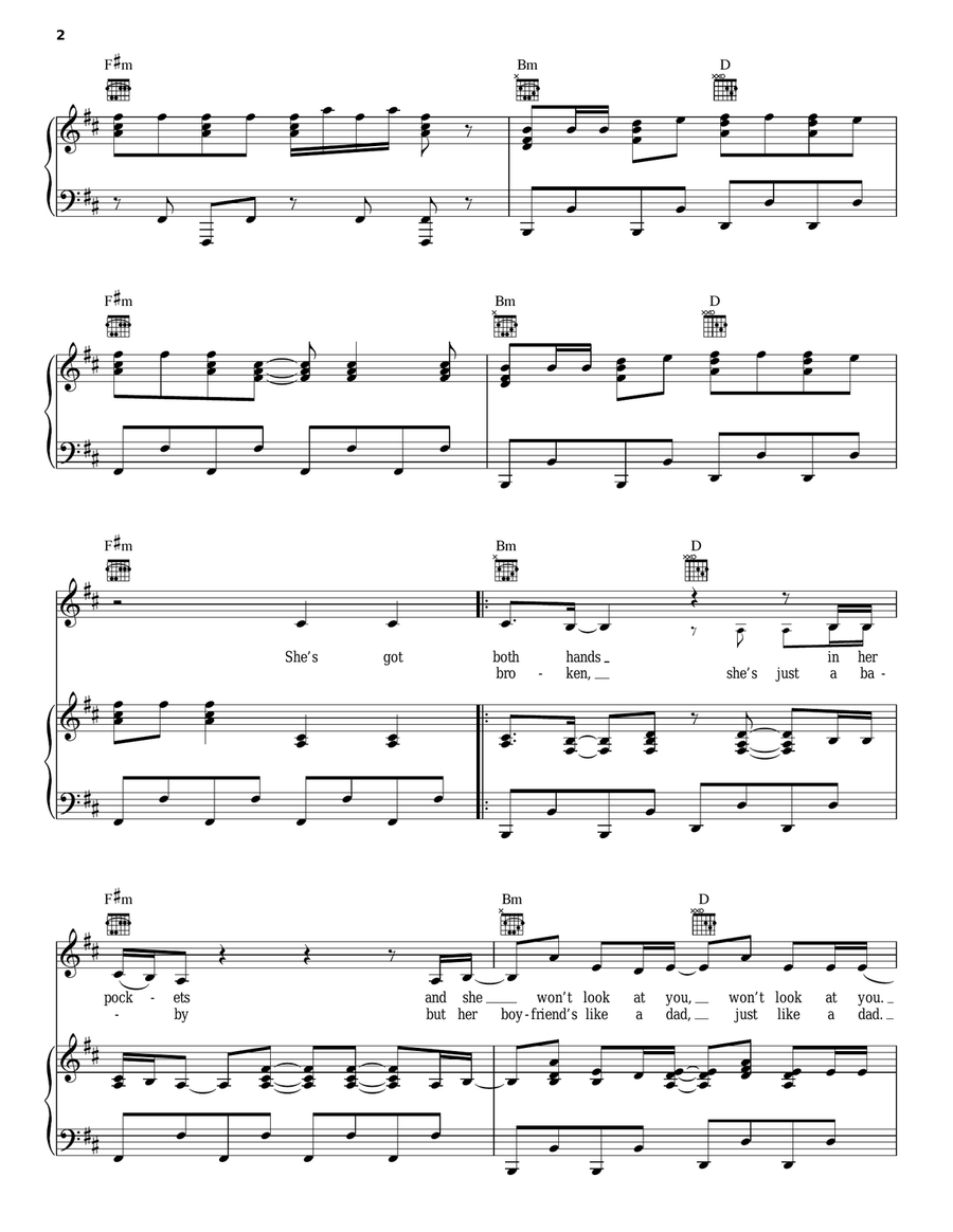 Alejandro Piano, Vocal, Guitar scores gallery preview page 2