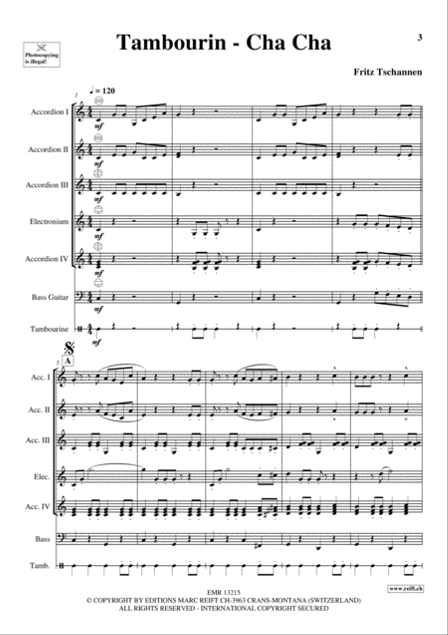 Tambourin Cha-Cha Accordion scores gallery preview page 3