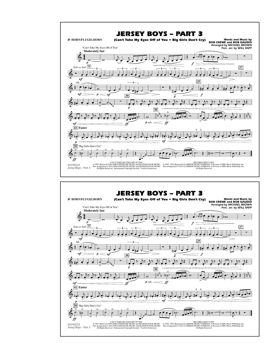 Jersey Boys: Part 3 - Bb Horn/Flugelhorn Marching Band scores gallery preview page 1