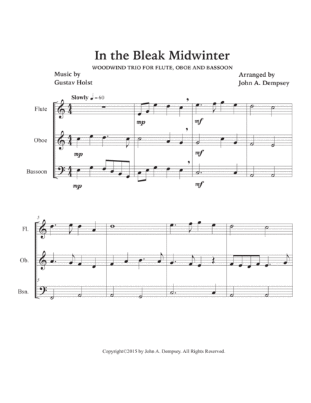 In the Bleak Midwinter (Trio for Flute, Oboe and Bassoon) image number null
