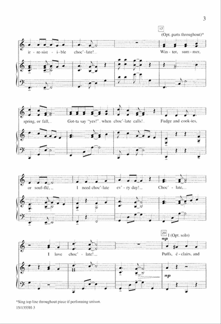 I Love Chocolate I Love Chocolate Unison Choir scores gallery preview page 4