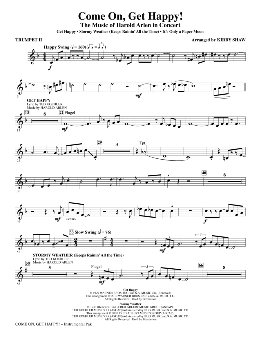 Come On, Get Happy! The Music Of Harold Arlen In Concert (Medley) - Trumpet 2 Choir scores gallery preview page 1