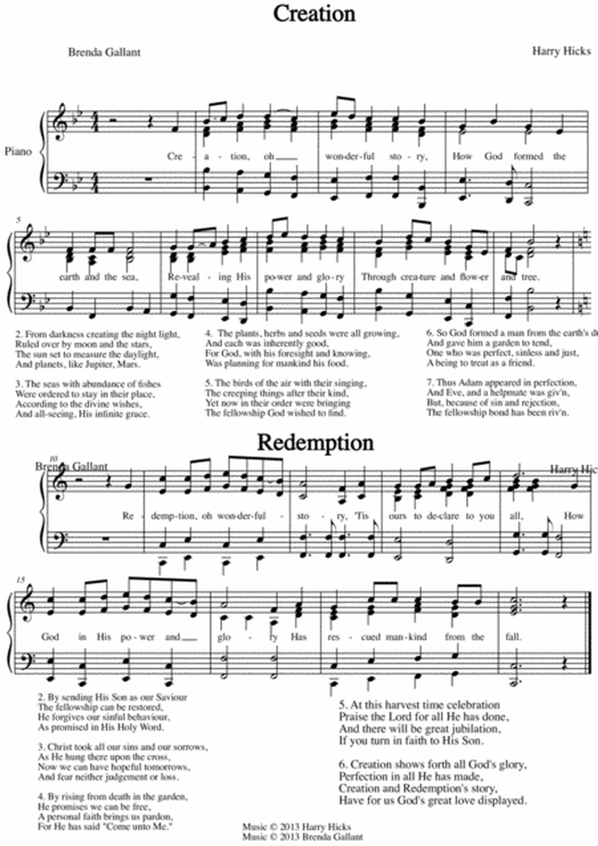 Creation and redemption. Two new hymns!