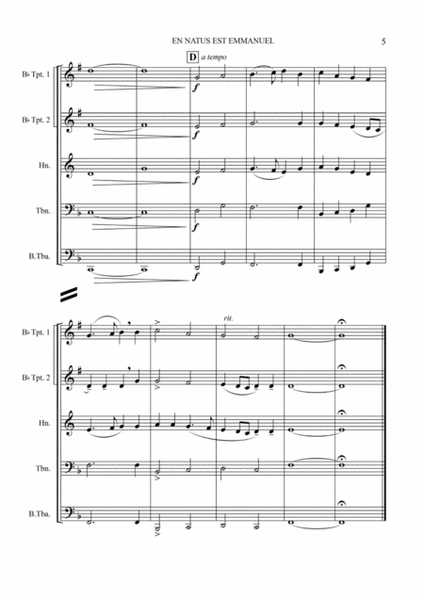 M. Praetorius - En Natus Est Emmanuel, arr. for Brass Quintet image number null