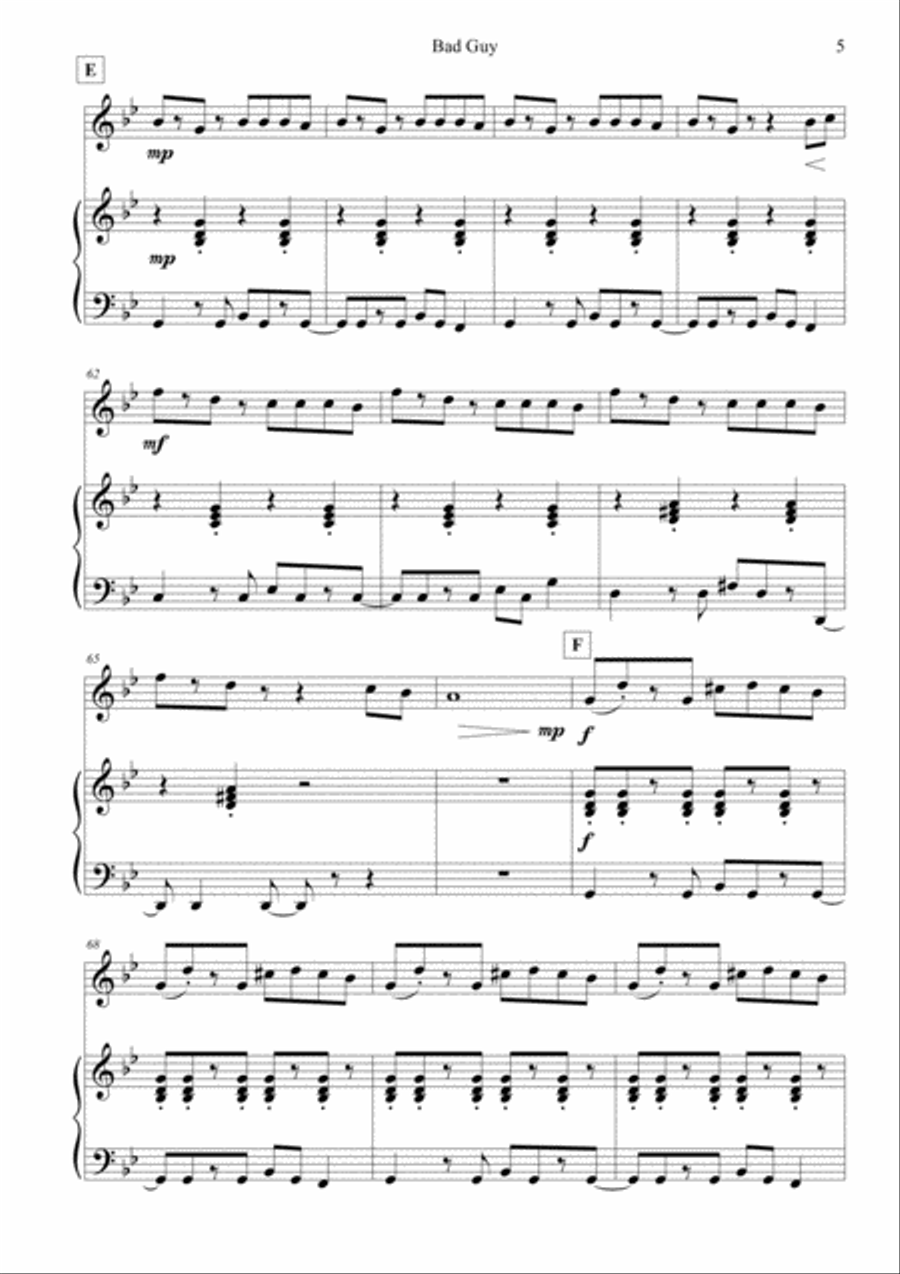 Bad Guy Small Ensemble scores gallery preview page 5