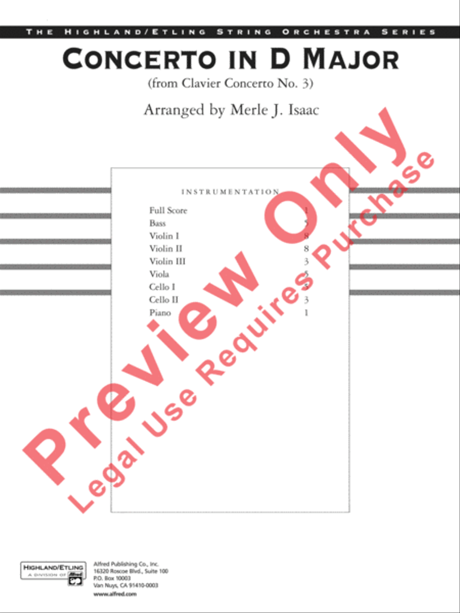 Concerto in D Major String Orchestra scores gallery preview page 2