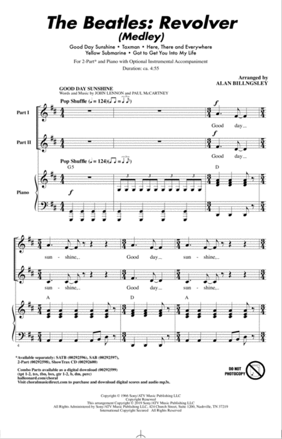 The Beatles: Revolver (Medley) (arr. Alan Billingsley) 2-Part scores gallery preview page 1