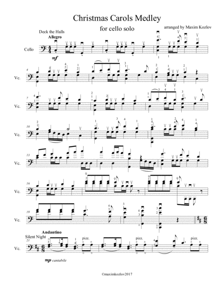 Christmas Carols Medley for cello solo image number null