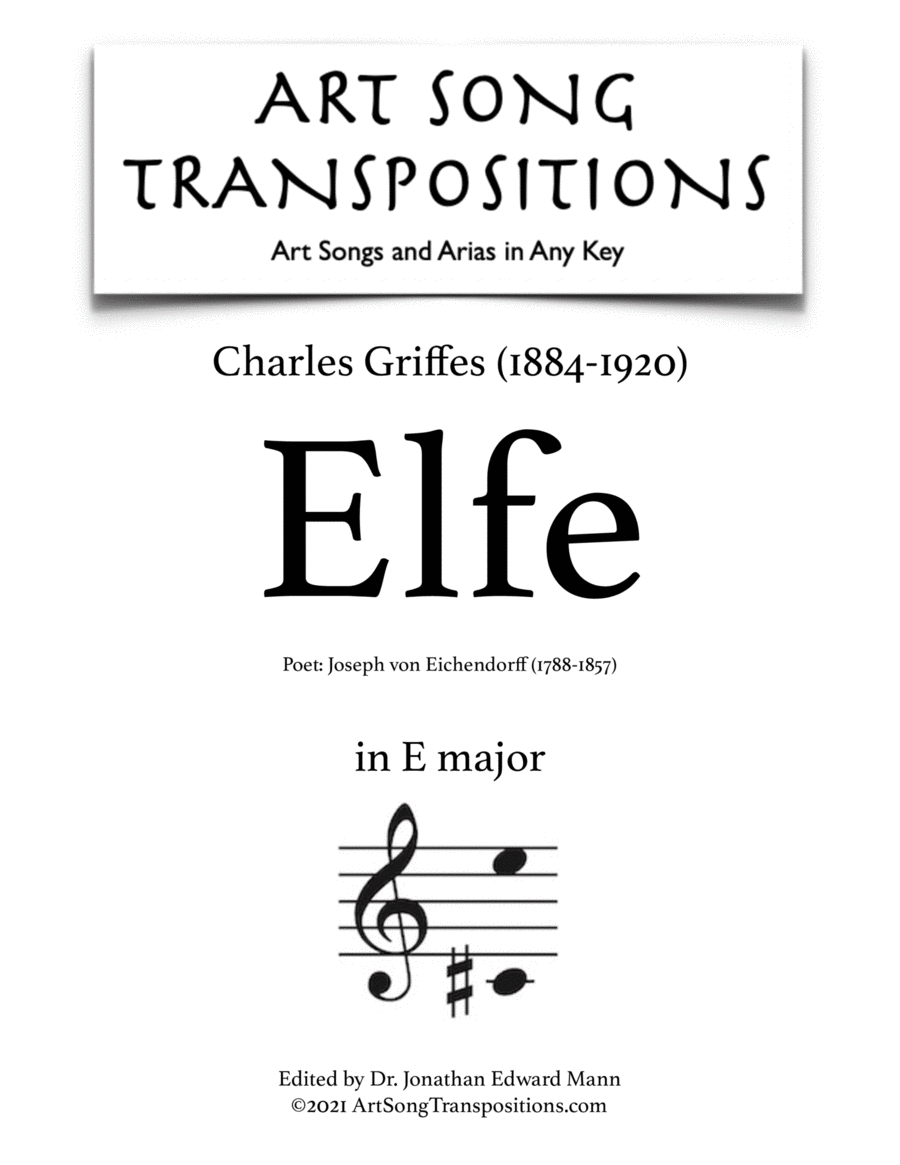 GRIFFES: Elfe (transposed to E major) Voice scores gallery preview page 1