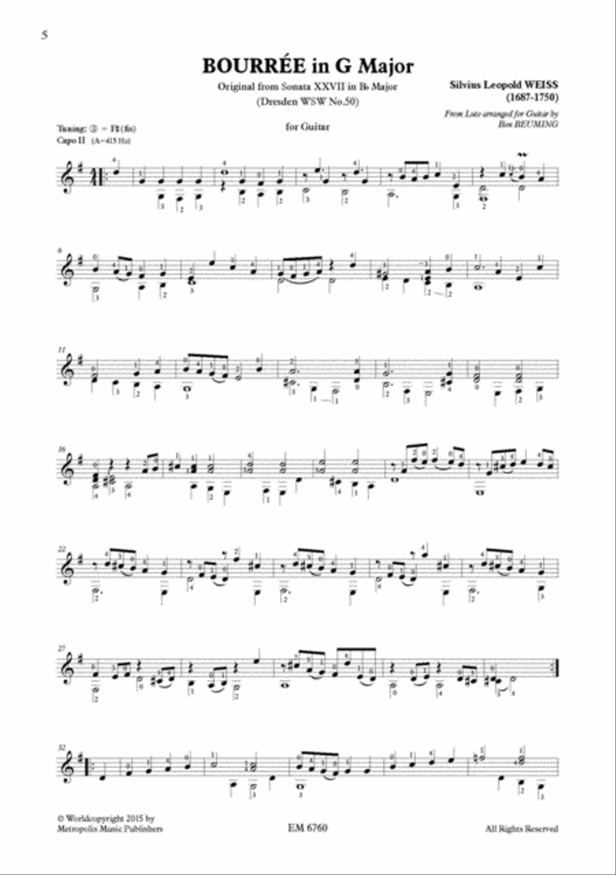 Sonata XXVII (Dresden nr.50) for Solo Guitar Classical Guitar scores gallery preview page 4