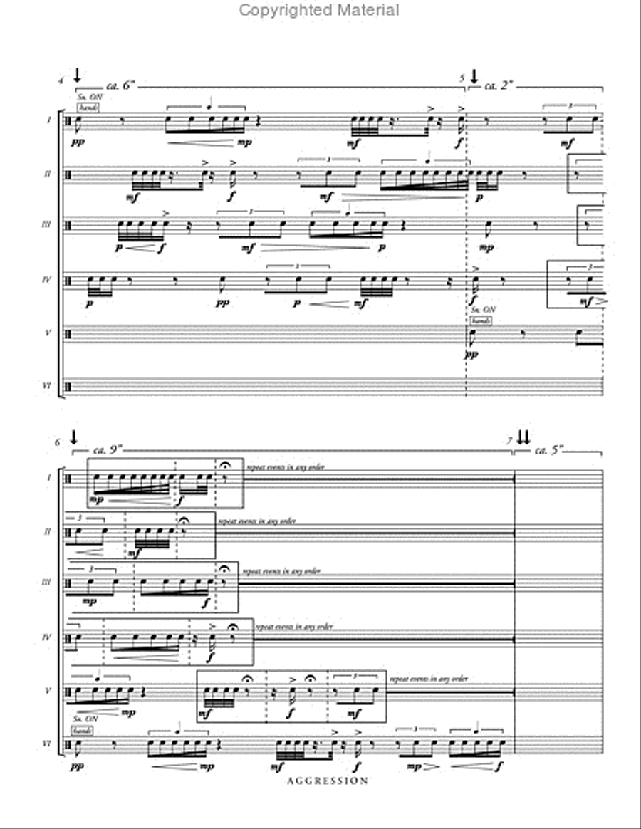 Aggression for Six Snare Drums Percussion Ensemble scores gallery preview page 3